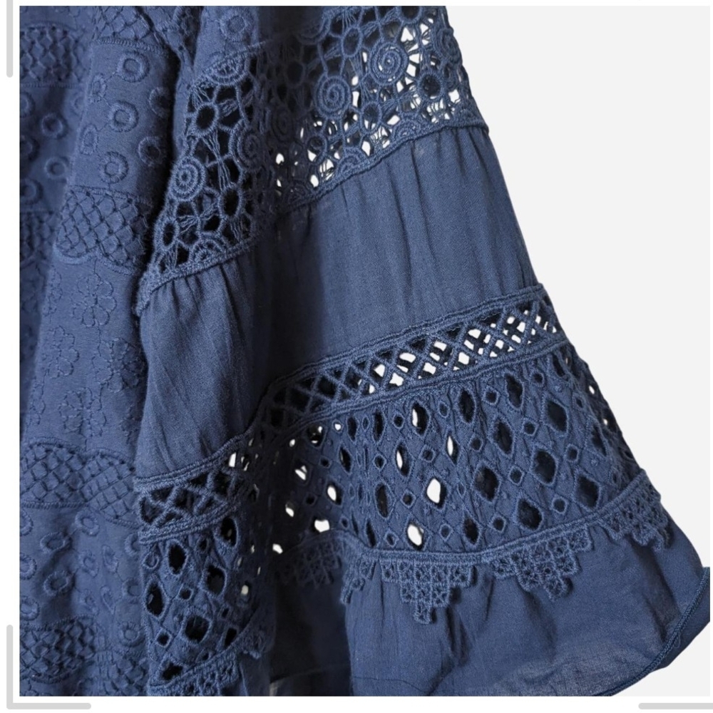 Pre-owned Tyler Boe Midnight Blue Eyelet Blouse - Picture 5 of 8